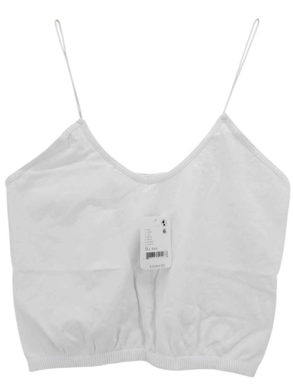 NWT Intimately FREE PEOPLE White Skinny Strap Seamless Brami Crop Tank Top M/L